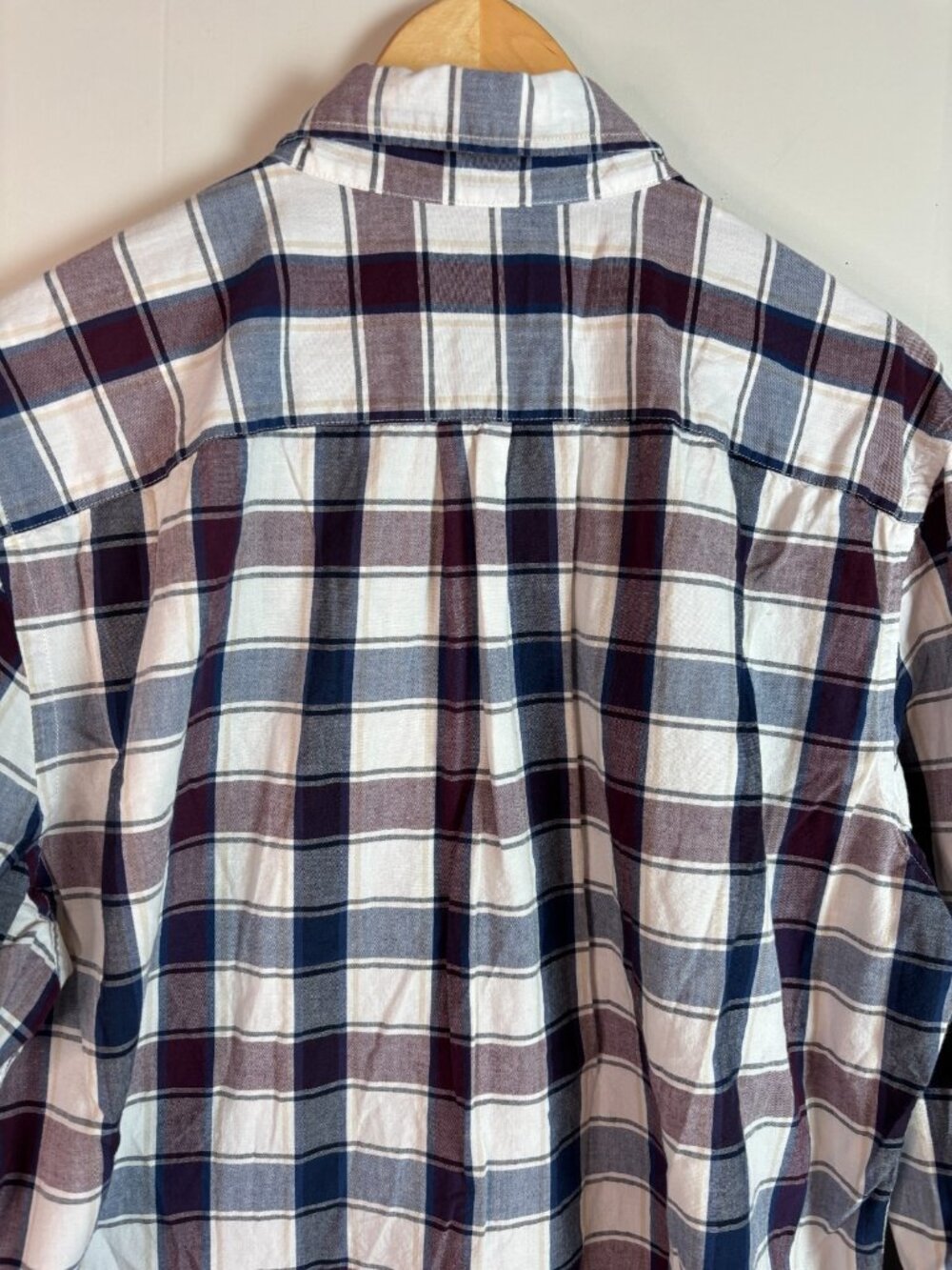 American Eagle Shirt Large Purple Blue Plaid Classic Fit Button-Down Cotton - Picture 5 of 11